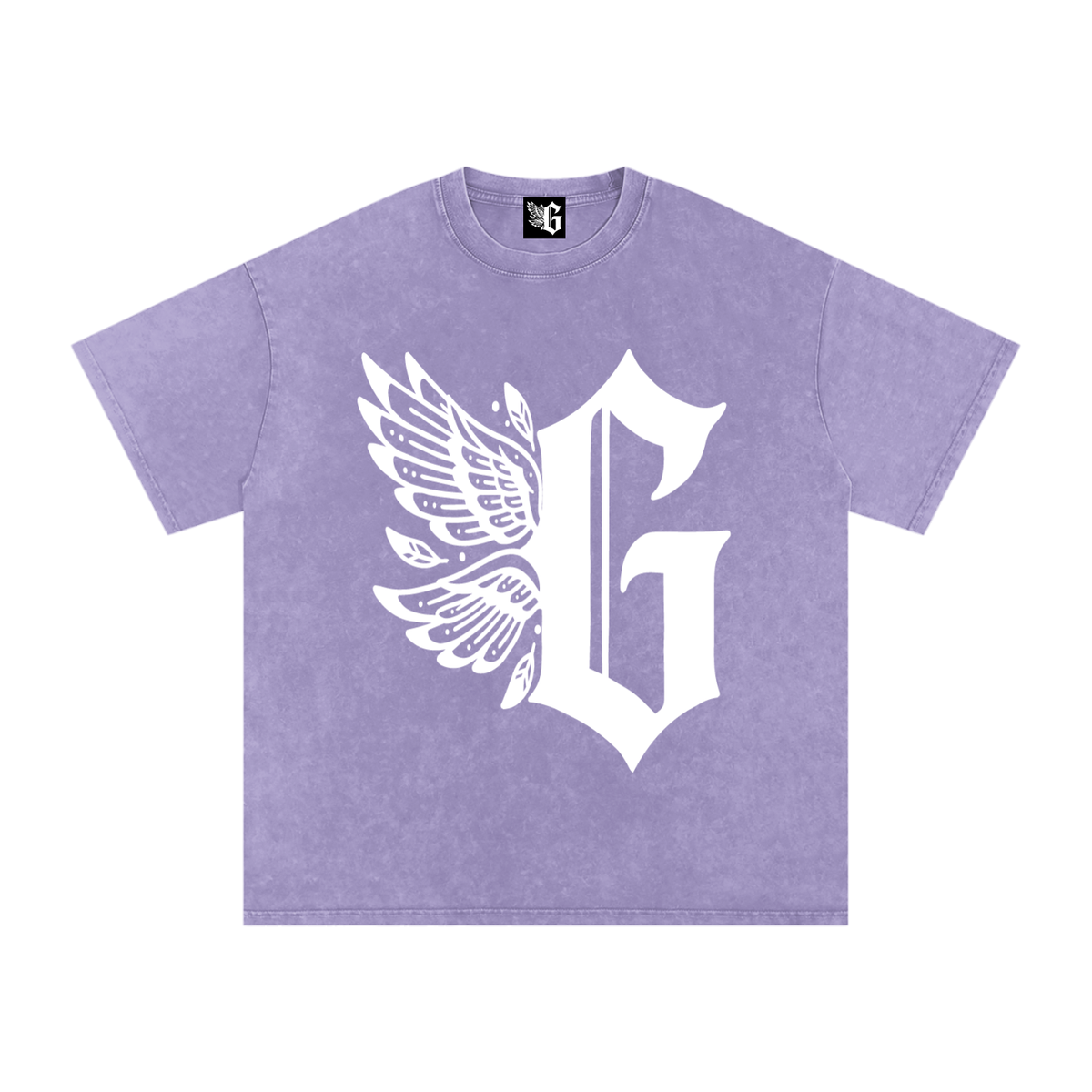 Snow Washed Oversized Grim Logo Cotton T-Shirt