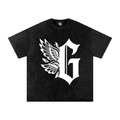 Snow Washed Oversized Grim Logo Cotton T-Shirt