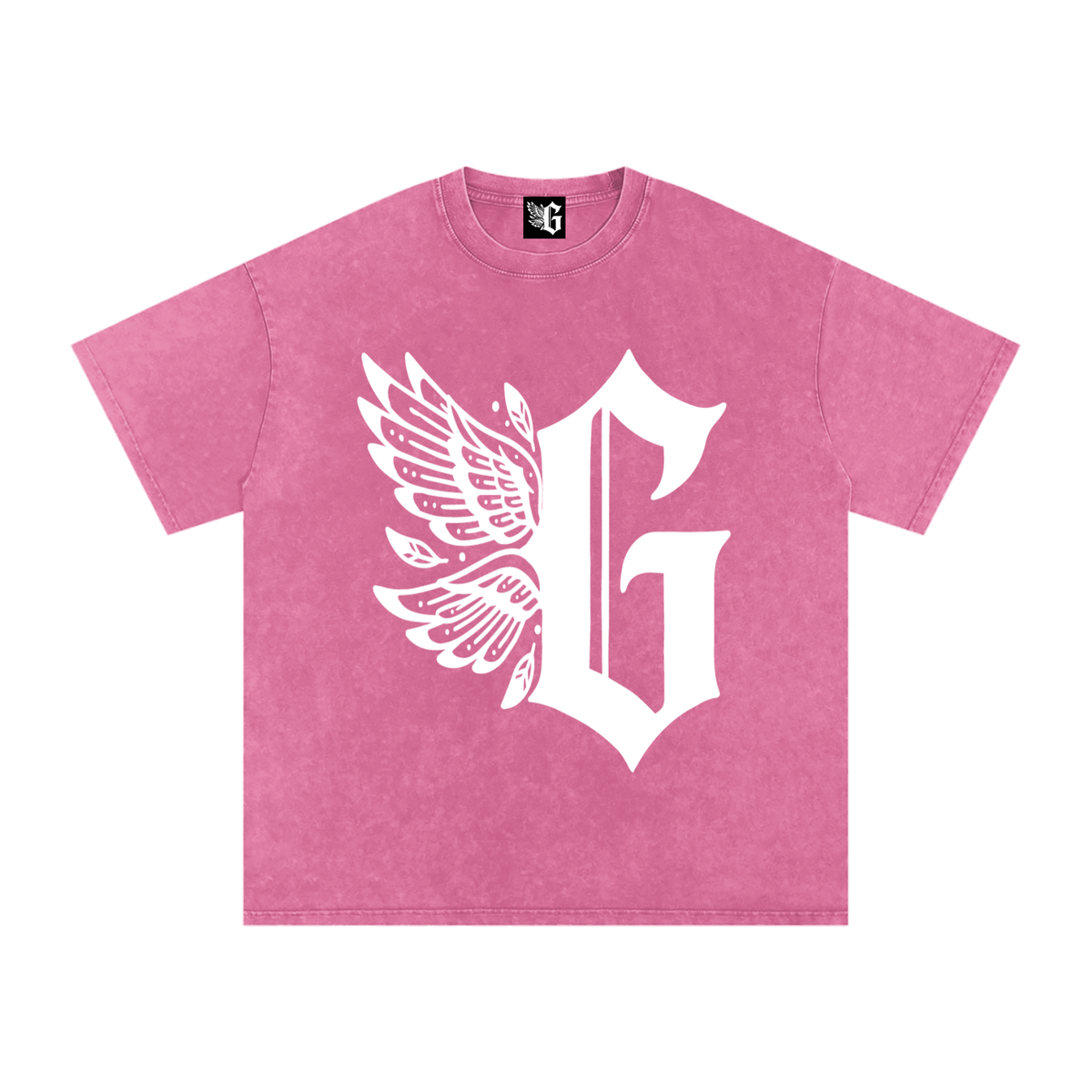 Snow Washed Oversized Grim Logo Cotton T-Shirt