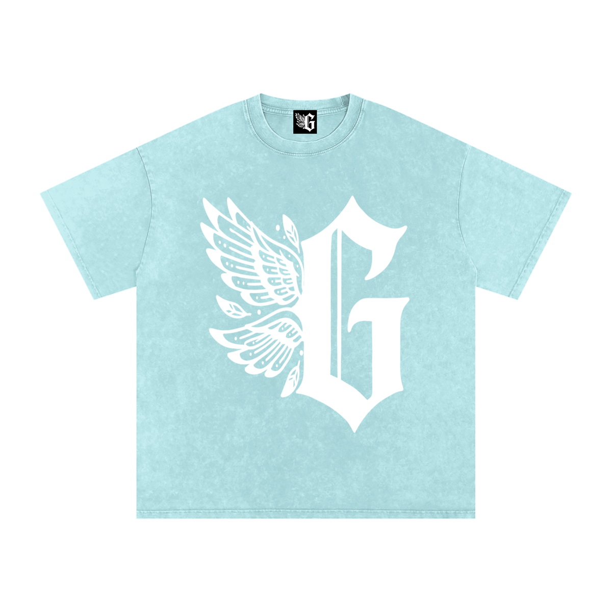 Snow Washed Oversized Grim Logo Cotton T-Shirt